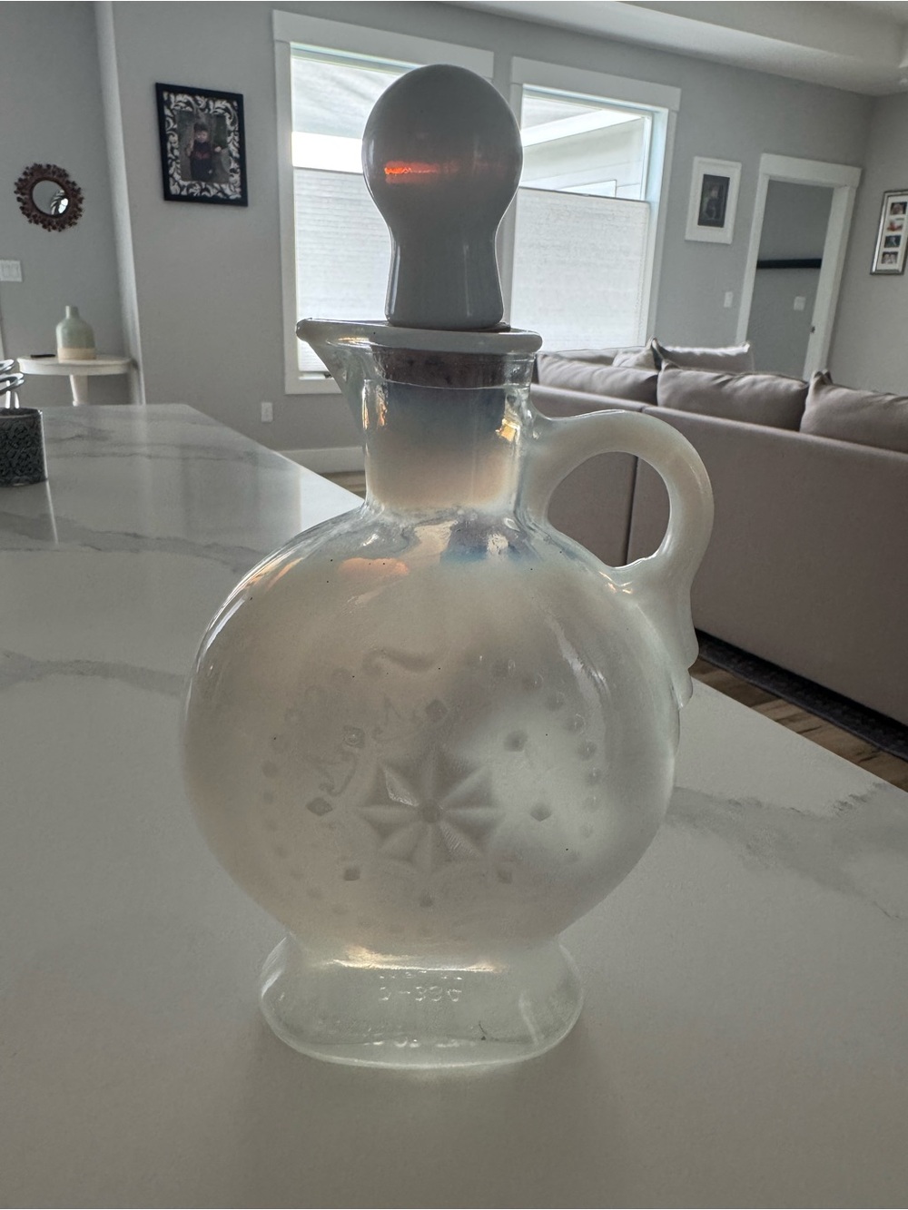 Milk Glass Decorative Decanter with Stopper 1957